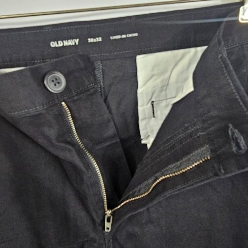 Old Navy Lived In Chino Pant Sz 38x32 Slim Black Cotton Business Casual Office - Picture 7 of 10
